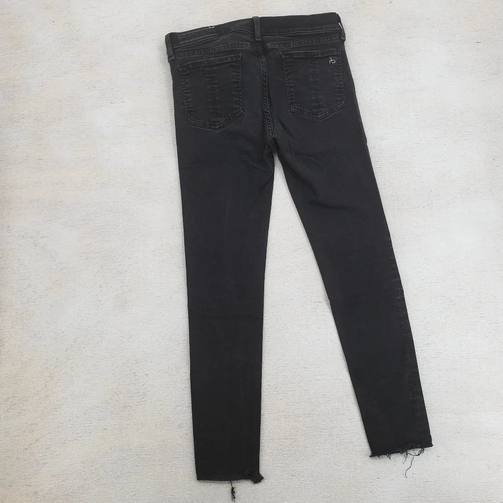 Rag & bone women US 29 black jeans ankle skinny raw hem zipper fly Modal blend